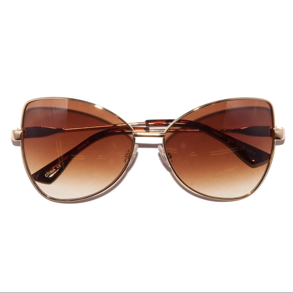 Retro 70s Honey Amber Ombré Metal Frame Sunglasses